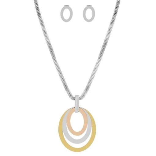 Collier et pendentif Femme Edforce 93-0855-S - Acier Argenté