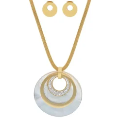 Collier et pendentif Femme Edforce 93-0840-S - Acier Doré