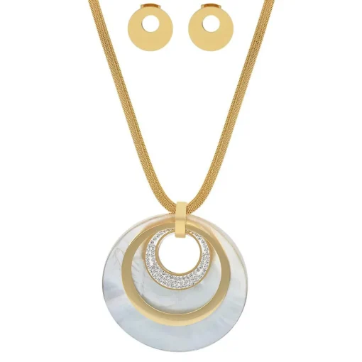 Collier et pendentif Femme Edforce 93-0840-S - Acier Doré