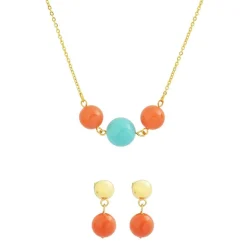 Collier et pendentif Femme Edforce 341-0073-S - Acier Doré