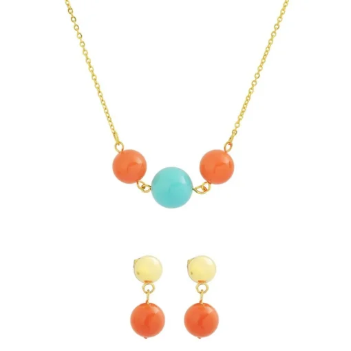 Collier et pendentif Femme Edforce 341-0073-S - Acier Doré