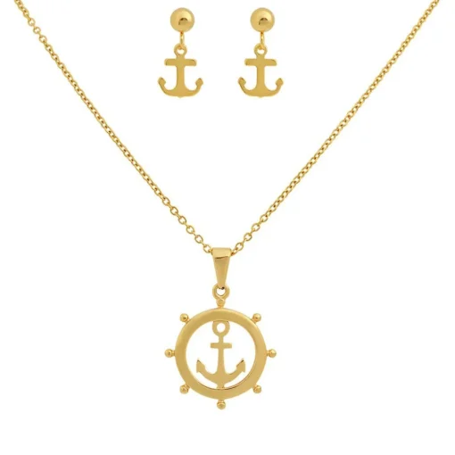 Collier et pendentif Femme Edforce 90-0396-S - Acier Doré
