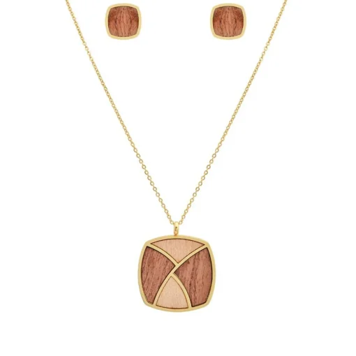 Collier et pendentif Femme Edforce 93-0916-S - Acier Doré