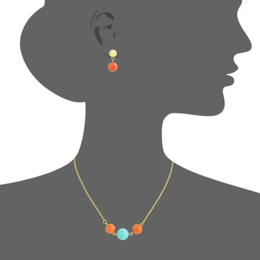 Collier et pendentif Femme Edforce 341-0073-S - Acier Doré