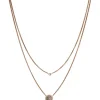 Collier et pendentif Fossil Bijoux JF02953791 - Collier et pendentif Acier Zircons Nacre Femme