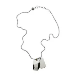 Collier et pendentif Homme Diesel DX1143040 - 2 Plaques Acier Chromé