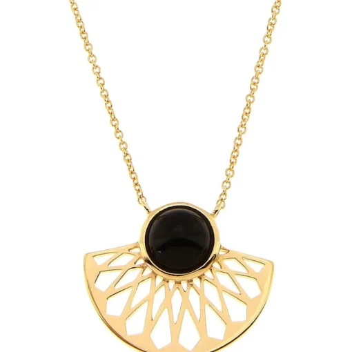 Collier et pendentif Kosma Mia BNS08175-ONXBK - Métal Doré Jaune & Onyx Noir Femme