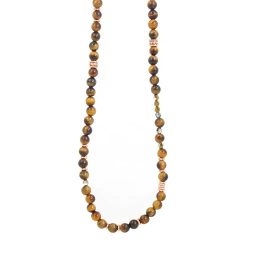 Collier et pendentif Les Interchangeables A60204 - Sautoir Bobo Chic Oeil du Tigre Femme