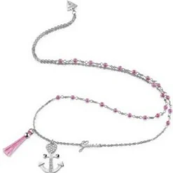 Collier et pendentif UBN85112 - Talisman Acier Rose Et pendentif Ancre Femme
