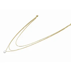 Collier Etincelle Acier Doré 3 Rangs 40/45/47 + 3 cm Et Pavage
