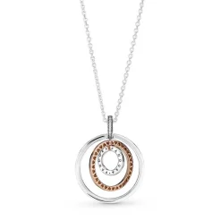 Collier femme Collier avec Pendentif Cercles Bimatières Pandora Pandora Signature - 389483C01 Argent