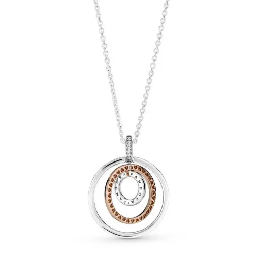 Collier femme Collier avec Pendentif Cercles Bimatières Pandora Pandora Signature - 389483C01 Argent