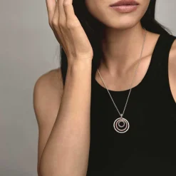 Collier femme Collier avec Pendentif Cercles Bimatières Pandora Pandora Signature - 389483C01 Argent