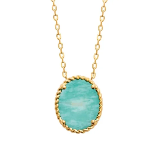 Collier femme amazonite plaqué or Maison de la Bijouterie UW35V345