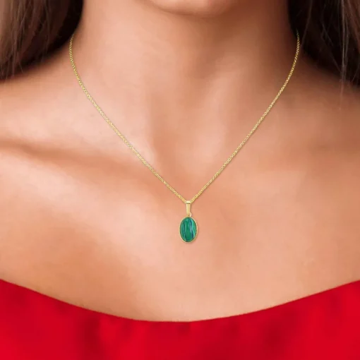 Collier femme Angèle M - B2458-MALACHITE Métal Doré