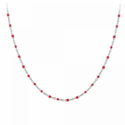 Collier femme Angèle M - B2380-ROUGE Acier Argent