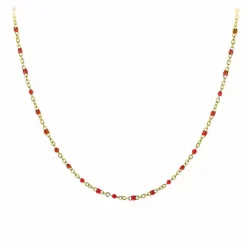 Collier femme Angèle M - B2394-ROUGE - Acier Doré
