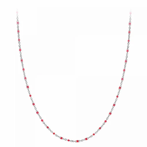 Collier femme Angèle M - B2380-ROUGE Acier Argent