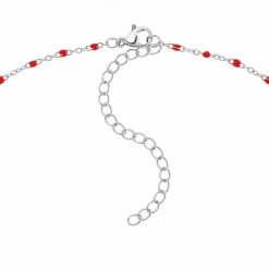 Collier femme Angèle M - B2380-ROUGE Acier Argent
