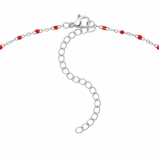 Collier femme Angèle M - B2380-ROUGE Acier Argent