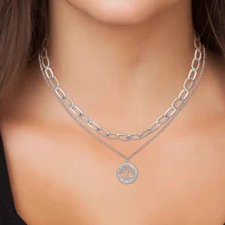 Collier femme Angèle M B2559 - Acier Argent