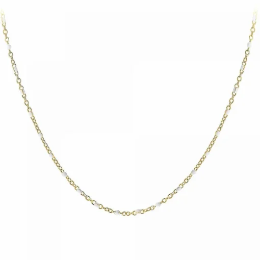 Collier femme Angèle M B2394-BLANC - Acier Doré
