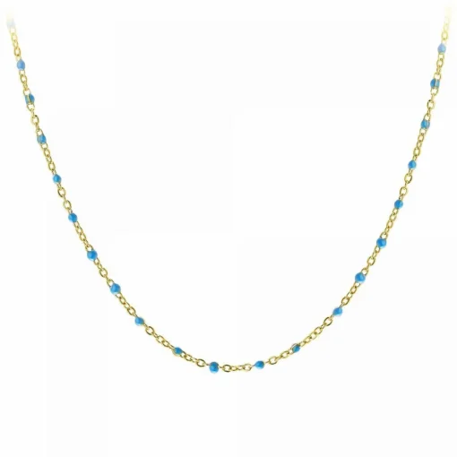 Collier femme Angèle M B2394-BLEU - Acier Doré