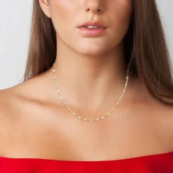 Collier femme Angèle M B2394-BLANC - Acier Doré