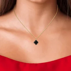 Collier femme Angèle M B2481-NOIR - Métal Doré