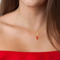 Collier femme Angèle M B2458-RED-ONYX - Métal Doré