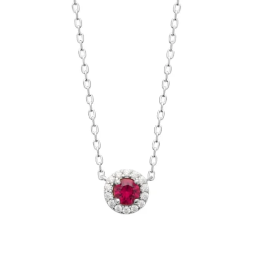 Collier femme argent cœur oxyde et pierre rouge Maison de la Bijouterie VW363W45