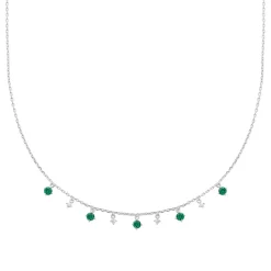 Collier femme argent fantaisie pierres vertes Maison de la Bijouterie VW3W4645