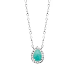 Collier femme argent oxyde de zirconium pierre bleue Maison de la Bijouterie VW36U545