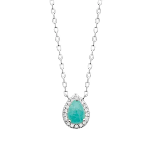 Collier femme argent oxyde de zirconium pierre bleue Maison de la Bijouterie VW36U545