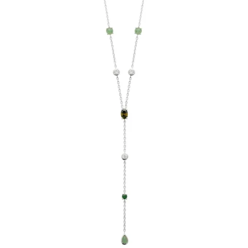 Collier femme argent oxydes vertes Maison de la Bijouterie VW3V4Z45