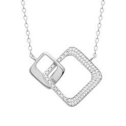 Collier femme argent pendentif double carré oxyde Maison de la Bijouterie VW3WZV45