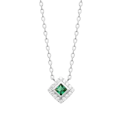 Collier femme argent pendentif pierre verte Maison de la Bijouterie VW3UV445