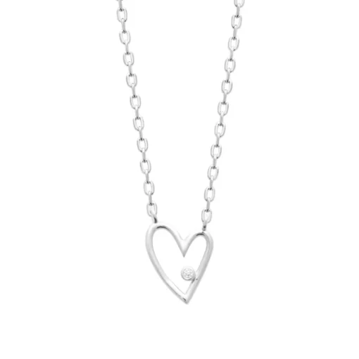 Collier femme argent pendentif cœur serti clos Maison de la Bijouterie VW3U6645