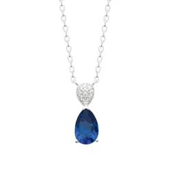 Collier femme argent pendentif pierre bleue Maison de la Bijouterie VW366Y45