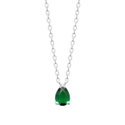 Collier femme argent pendentif goutte verte Maison de la Bijouterie VW3UW645