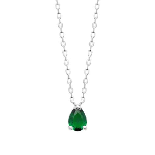 Collier femme argent pendentif goutte verte Maison de la Bijouterie VW3UW645