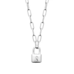 Collier femme argent pendentif cadenas Maison de la Bijouterie VW35YU45