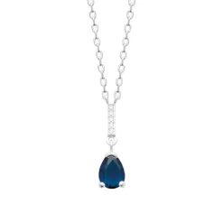 Collier femme argent pendentif goutte bleue nuit Maison de la Bijouterie VW3UWV45