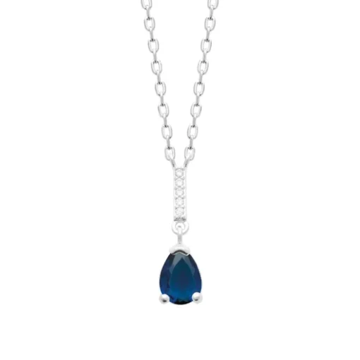 Collier femme argent pendentif goutte bleue nuit Maison de la Bijouterie VW3UWV45