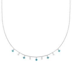 Collier femme argent pierres bleues Maison de la Bijouterie VW3W4W45
