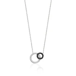 Collier femme argent rhodié teinté serti griffe - VWZ5VU45