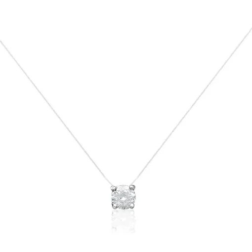 Collier femme argent rhodié blanc serti griffe - VWZ3ZY4Y