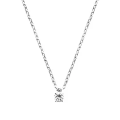 Collier femme argent rhodié blanc serti griffe - VW30W345
