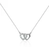 Collier femme argent rhodié blanc serti griffe cœur - VWVZ004Y