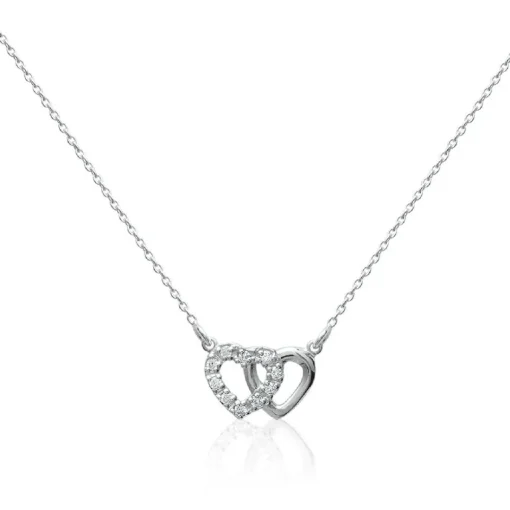 Collier femme argent rhodié blanc serti griffe cœur - VWVZ004Y